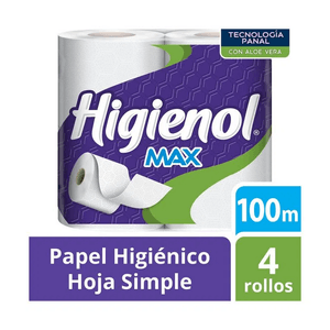PAPEL HIGIENICO HIGIENOL MAX ALOE 4X100